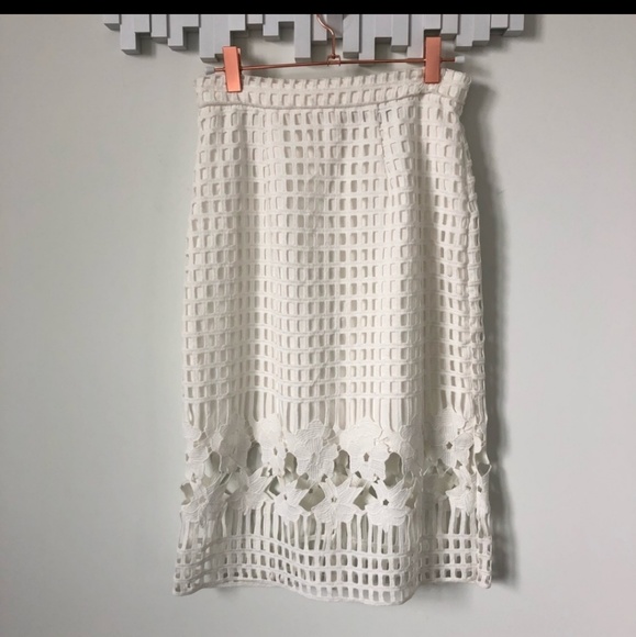 Aqua Capsule White Lace Midi Skirt - Anthropologie - Picture 1 of 4